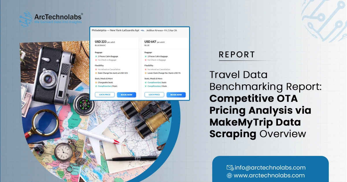 Travel Data Benchmarking Report: Competitive OTA Pricing Analysis via MakeMyTrip Data Scraping Overview